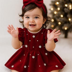 Burgundy Cotton Infant Dress - Etsy