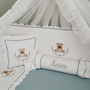 Set di biancheria da letto per bambini Blue Lion personalizzato: copripiumino in cotone biologico