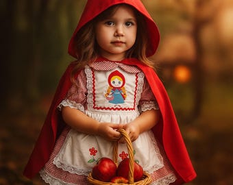 Rotkäppchen Kostüm: Baumwoll Kleid & Umhang - Kleinkind Halloween Outfit