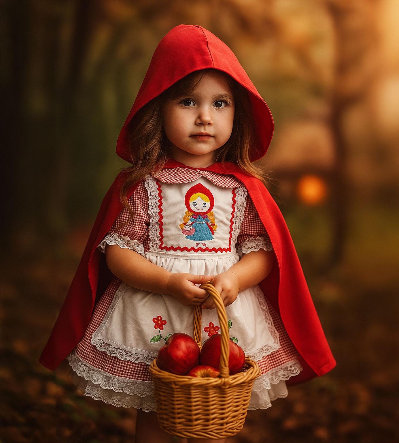 Red Riding Hood Costume: Cotton Dress & Cape - Toddler Halloween Outfit