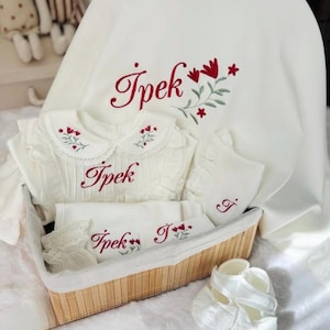Personalized Baby Coming Home Set, Custom Newborn Coming Hospital Outfit, Embroidered Baby Girl Clothes, Baby Shower Gift, Photo Prop