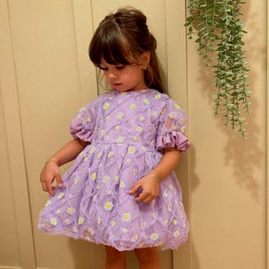 Lilac Flower Girl Dress, Boho Wedding Dress, Purple Birthday Party Dress, Purple Tulle Dress, Baby Pagent Dress, Floral Dress, Tutu Dress