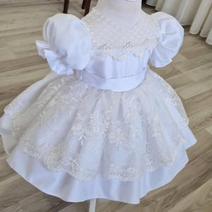Lace Flower Girl Dress, White Lace Christening Gown, Baby Baptism Dress, Toddler Lace Dress, Girl Wedding Dress, Lace Baptism Dress