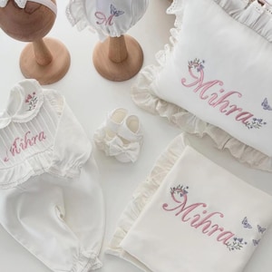 Baby Girl Coming Home Outfit, Personalized Baby Gift, Monogrammed Footie, Newborn Picture Outfit, Baby Shower Gift, Monogrammed Sleeper
