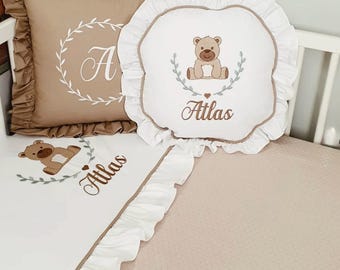 Personalized Organic Cotton Baby Duvet Cover Set: Handmade Crib Bedding