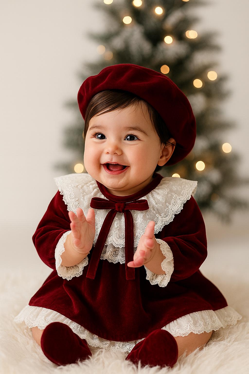 Burgundy Baby Dress 0 3 Months