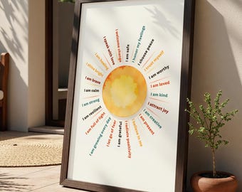 Sun Affirmations Printable Art: Positive Quote Poster (Digital Download)