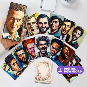 Tarjetas metafóricas para terapia y coaching: Retratos de emociones masculinas / Autoayuda, meditación y herramienta de diario / Descarga digital