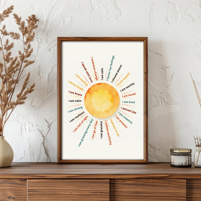 Sun Affirmations Poster: Positive Quote Printable Wall Art (Customizable Digital Download image 3