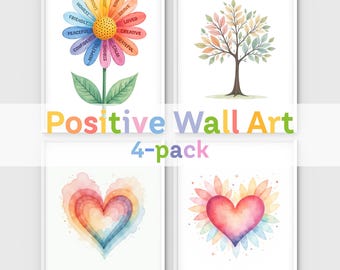 Watercolor Nursery Art Prints: Heart Tree, Flower, Rainbow (Digital Download)