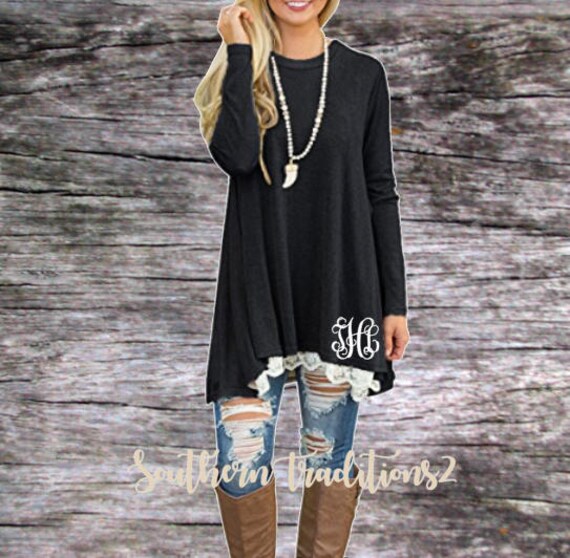 monogrammed sweatshirt tunic