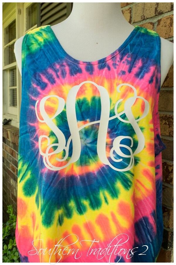 Tye dye shirt Monogram Tye dye Tank top Tye Dye Beach | Etsy