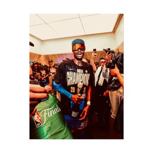 Shai Gilgeous-Alexander Finals MVP Poster - Shai Gilgeous-Alexander with Finals Celebration, OKC Thunder Basketball Art, Print for Man Cave