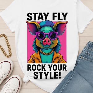 Camiseta divertida de sublimación con gráfico de cerdo genial, moderna y hecha a mano para hombres y mujeres.