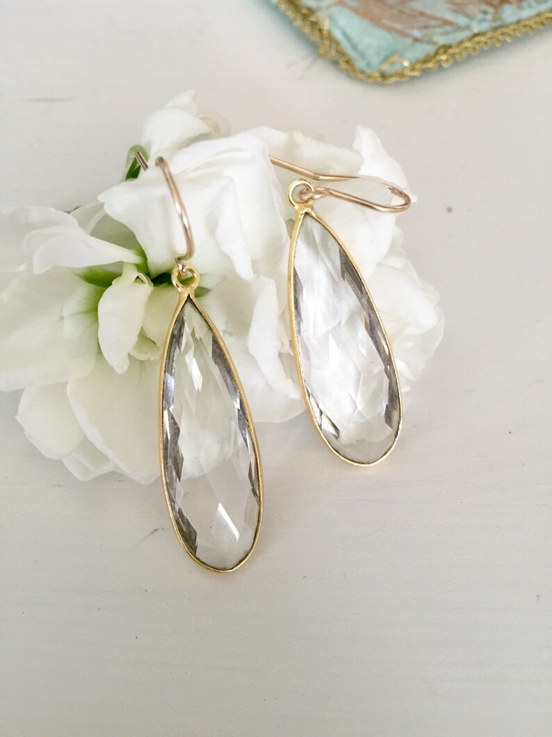 Crystal Quartz earrings/ Bezel set Crystal quartz faceted Etsy