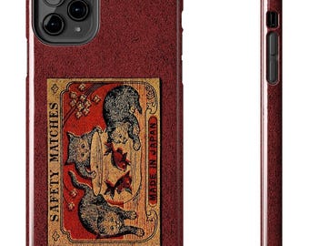 CAT MATCHBOX Though Phone Case, Curious Kittens Japanese Matchbox Art, Retro Animal iPhone Samsung Cover, Cute Illustration Gift,