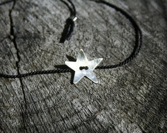 Black Silk thread bracelet with Sterling Silver Star - adjustable