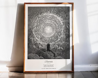 Gustave Dore-tryck, Dante Paradiso, Empyrien, Himmelsrosen, Gudomlig komedin, Ängelväggkonst, Himlen, Ljus Akademien, 1868