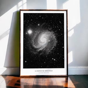 Stampa galattica ballerina spagnola, NGC 1566, stile astronomico vintage, arte della galassia a spirale, decorazione da parete celeste, poster spaziale, regalo scientifico