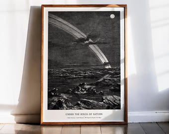 Saturn Print, Camille Flammarion, Vintage Astronomy, Saturn Rings Art, Celestial Wall Art, Dark Academia Decor, Space Engraving, 1884