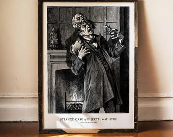 Dr Jekyll and Mr Hyde Print, Robert Louis Stevenson, Gothic Wall Art, Dark Academia Decor, Victorian Engraving, Macabre Poster, Horror Art