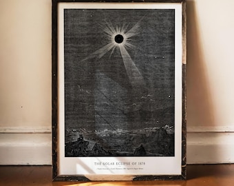 Camille Flammarion Print, Solar Eclipse Art, Antique Astronomy, 19th Century Science, Celestial Wall Art, Dark Academia Space Decor