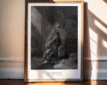 Korpentryck, Edgar Allan Poes konst, Uppenbarelsen, Gustave Dore, Gotisk väggkonst, Mörk akademi, Lenore-spöket, Makaber dekor, 1883