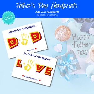 Father’s Day Handprint Craft Printable | DIY Gift from Kids | Handprint Art for Dad | Preschool Father’s Day Card | Instant Download | FDC09