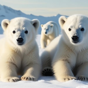 IJsberen, ijsbeerwelpen, noordpool, wilde dieren, dieren in het wild, sneeuw