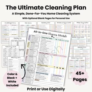 All-In-One Cleaning Schedule Bundle | Daily Weekly Monthly Yearly Guide | Printable & Digital Home System