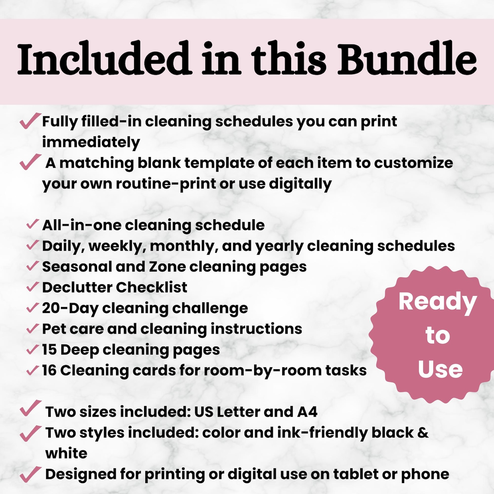 All-in-one Cleaning Schedule Bundle | Daily Weekly Monthly Yearly Guide ...