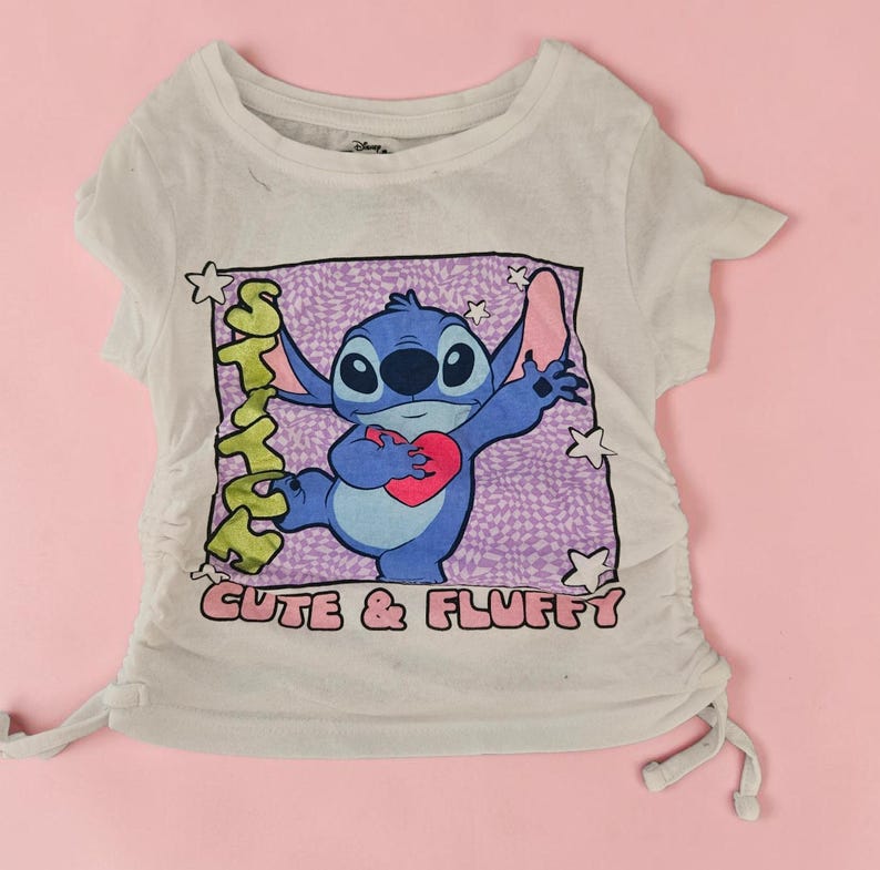 Disney Lilo & Stitch "Cute Fluffy" Girls Graphic T-Shirt Size 4/5 | Stitch Character Tee image 1
