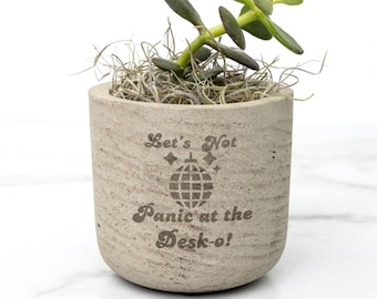Punny Mini Desk Plant, Recycled Planter Pot, Office Decor