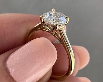 2.0ct Round Lab Diamond Engagement Ring, EF-VVS Solitaire Proposal Ring for Her