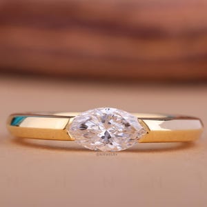 14K Gold East-West Marquise Lab Grown Diamond Engagement Ring