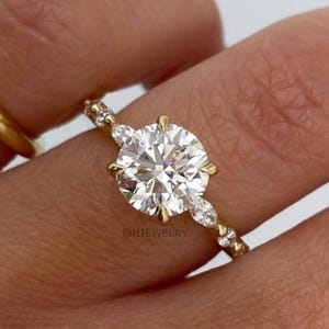 2 CT Round Lab Grown Diamond Engagement Ring: 14k Yellow Gold Solitaire