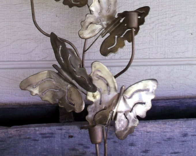 Vintage Brass / Copper Wall Candle Sconce With Butterflies Etsy