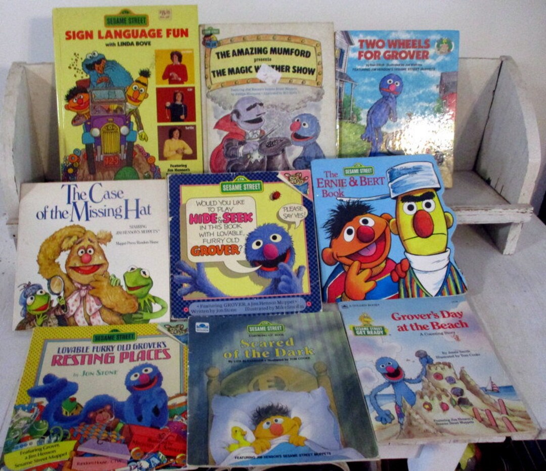 Children's Book Lot of 9 Vintage CTW Sesame Street Books 1980 's Bert