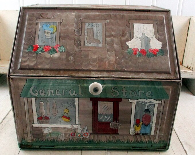 Bread Box Vintage Metal Vented Bread Box With 2 Levels and 2 Opening