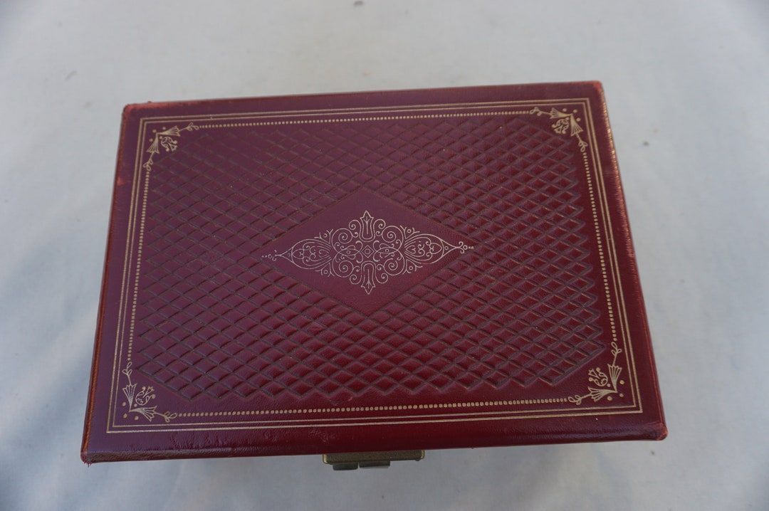 Vintage Thorens Musical Jewelry Box Playing always Maroon With Teal