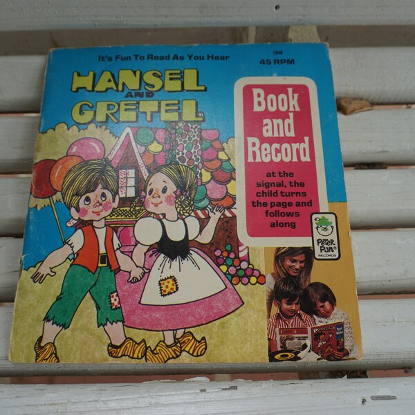 Children's Book and record Peter Pan Record Hansel and Gretel  24 page book and record Hansel and Gretel wicked old witch gingerbread house