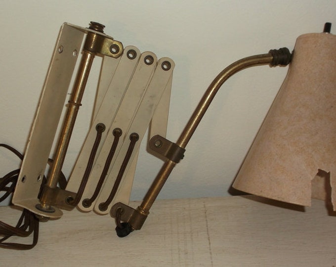 Vintage Scissor Arm Wall Lamp Art Deco Fiberglass Shade Wall Etsy