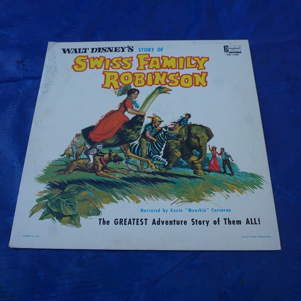 Kids vinyl record album Walt Disney's Story of Swiss Family Robinson Disneyland Record 1963 narrated by Kevin "Moochie" Corcoran