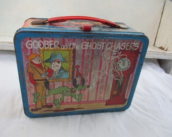 Vintage 1970's Aladdin Industries Metal Lunchbox 1974 Hanna Barbera Goober and the Ghost Chasers Inch High Private Eye NO Thermos Some Rust