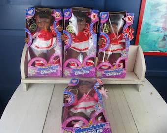 Vintage 2004-2007 NOS in damaged box Munchkin Cheers 13 inch electronic talking Cheerleader Doll African American 4 available