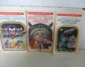 Lot of 3 Choose Your Own Adventure paperback books 7 The Third Planet from Altair, 31 Vampire Express 58 Statue of Liberty Adventure 1980's