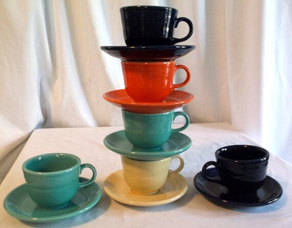 Fiesta Tea Cup And Saucer Set Price Is For 1 Cup And Saucer Etsy