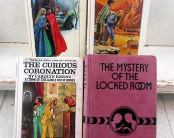 Children&#39;s books Vintage Lot of 4 The Dana Girls Mystery Stories by Carolyn Keene Stone Tiger, Lost Lake, Curious Coronation, Locked Room
