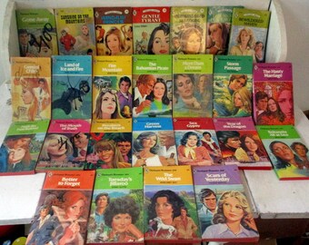 Vintage 1960's, 1970's, 1980's Lot of 25 Colorful HARLEQUIN ROMANCE books Mary Burchell, Margaret Way, Betty Neels