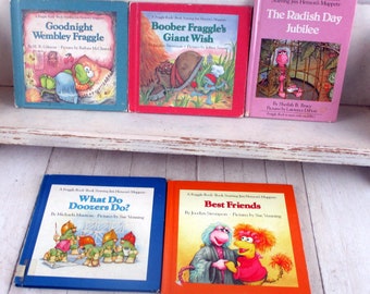 Kids books Vintage 1980's Fraggle Rock books set of 5 What do Doozers Do? Boober Fraggle's Giant Wish, Best Friends, Radish Day Jubilee